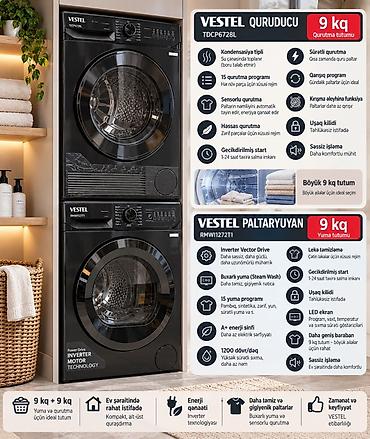 Vestel qurutma maşını TDCP6728L və paltaryuyan RMWI1272T1 – 9 kq + 9