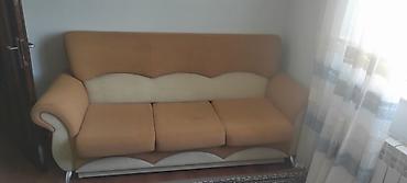 xırdalan mebel: 3 nəfərlik divan və 1 ədəd kreslo dəsti - Rəng: açıq-qəhvəyi və bej — 2