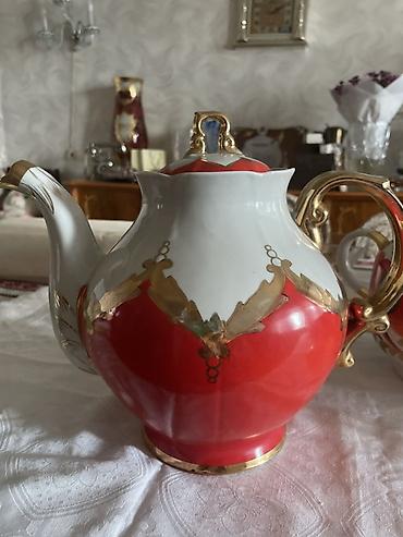 Çaydanlar: Qızılı naxışlı porselen çaydan - Material: Yüksək keyfiyyətli — 3
