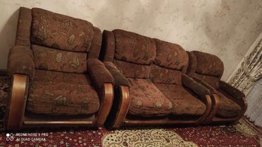 диван в комплекте с креслами: Гарнитур для зала, Диван, Б/у