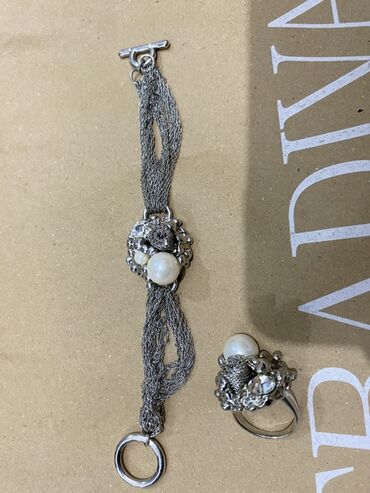 Bijuteriya dəstləri: Qızılı manşet bilərzik + makrame qolbaq seti - Manşet bilərzik: Geniş — 2