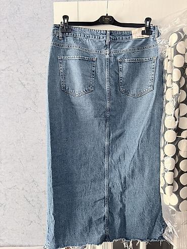 jeans: Midi Ətək, Stradivarius, Cins — 3