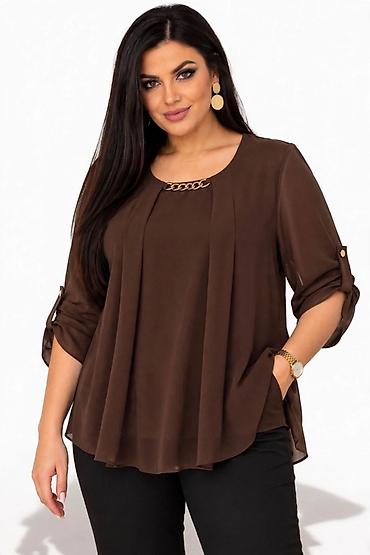 kozn: Elegantna ženska bluza – plus size - Model: lepršava bluza A-kroja sa — 3