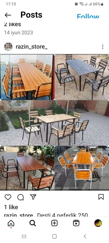 kafe stol stullari: Yeni, Dördbucaq masa, 4 stul, Açılmayan, Stullar ilə, Taxta, Azərbaycan