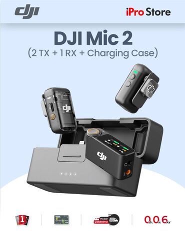 Mikrofonlar: ❗ DJI Mic 2 (2 TX + 1 RX + Charging Case) ❗ Simsiz mikrafon ❗