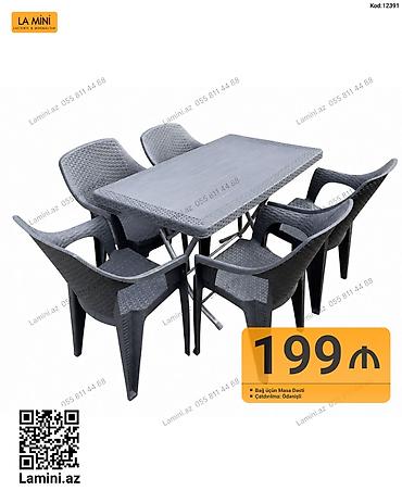 Bağ üçün Masa Dəsti - Komplekt: 1 ədəd düzbucaqlı masa + 4 ədəd lalafo.az -da Bağ üçün Masa Dəsti - Komplekt: 1 ədəd düzbucaqlı masa + 4 ədəd