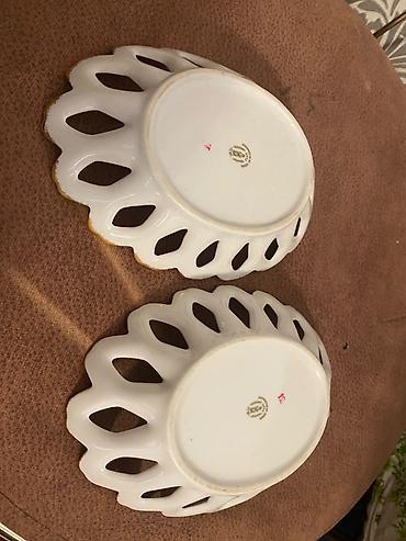 farfor qablar: Porcelain meyvə/şirniyyat qabları – 2 ədəd dəst - Material: incə — 3