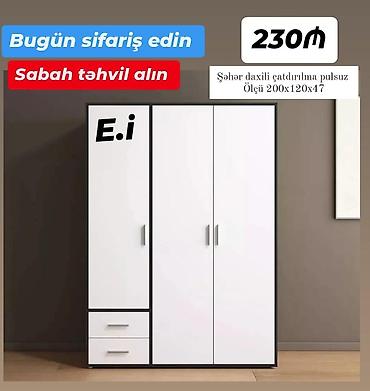 siyirme: Yeni, 3 qapılı, Siyirməli, Ağ, Açılan, Düz dolab — 1