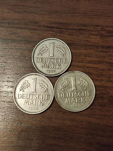 3 Deutsche марки 1950 г и 2 шт 1990 ого года
