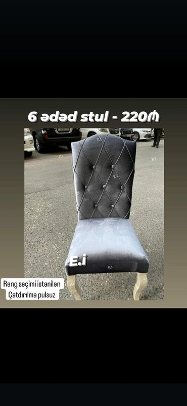 Masa və oturacaq dəstləri: Qonaq otağı üçün, Yeni, Açılmayan, Dördbucaq masa, 6 stul — 24