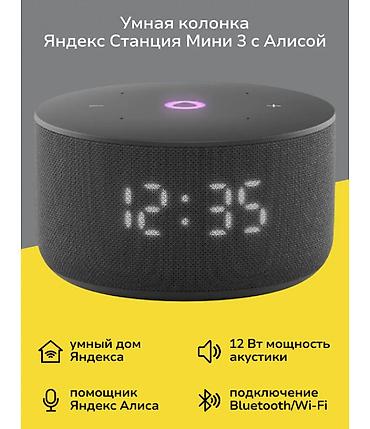 anex e type: Умная колонка Яндекс Станция Мини 3 с часами, черный - Голосовой — 2
