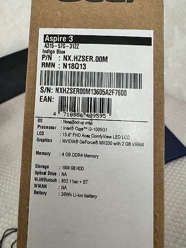 en ucuz android tv box: Acer Aspire 3 (A315-57G-312Z) noutbuk – Indigo Blue rəng Texniki — 3