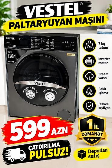 Vestel paltaryuyan maşını – 7 kq tutumlu, Inverter motorlu, buxarlı at lalafo.az Vestel paltaryuyan maşını – 7 kq tutumlu, Inverter motorlu, buxarlı