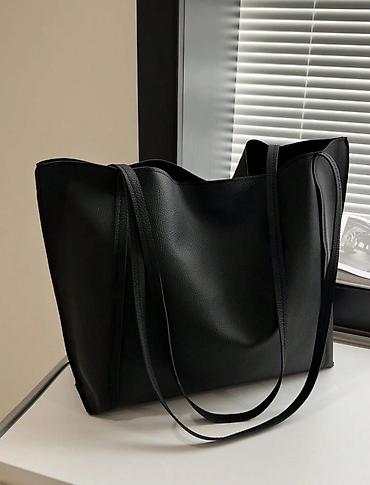 Qara tote çanta - Minimalist dizayn, klassik qara rəng - Yumşaq