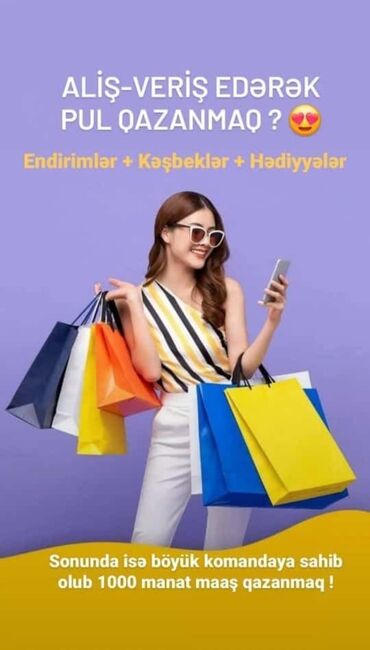 iş axtarlram: Salam👋🏻Onlayn (evdən) çalışa biləcək xanımlar axtarılır. Satış işi