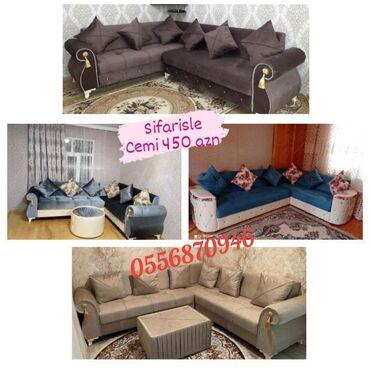 Divanlar: Künc divan, İşlənmiş, Açılan, Bazalı, Parça, Şəhərdaxili pulsuz çatdırılma — 4