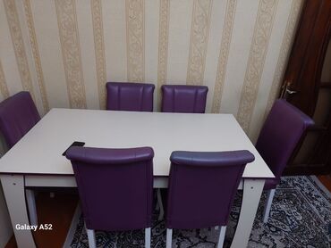 Divan və kreslo dəstləri: Qonaq otağı üçün, İşlənmiş, Açılmayan, Dördbucaq masa, 6 stul
