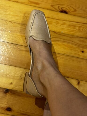 deri pencekler: Bej rəngli qadın balet/loafer ayaqqabısı Sumqayıtdadır - Dizayn: Önü