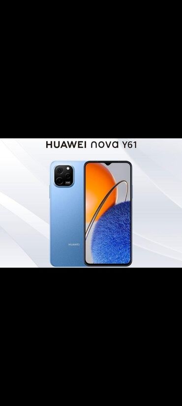 huawei ascend p2: Huawei Nova Y61, 64 GB, rəng - Göy, Sensor, Barmaq izi, İki sim kartlı