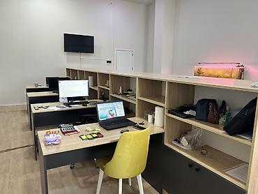 Ofis üçün modul işçi masaları və rəf sistemi - Komplekt: Uzun modul