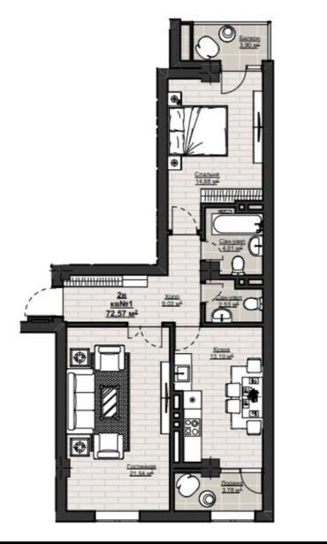 квартиры в ипотеку без первоначального взноса: 2 комнаты, 72 м², Элитка, 3 этаж, Евроремонт