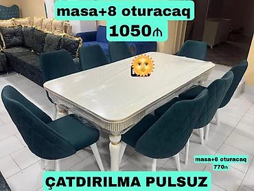 ucuz masa: Qonaq otağı üçün, Yeni, Dördbucaq masa, 8 stul — 1