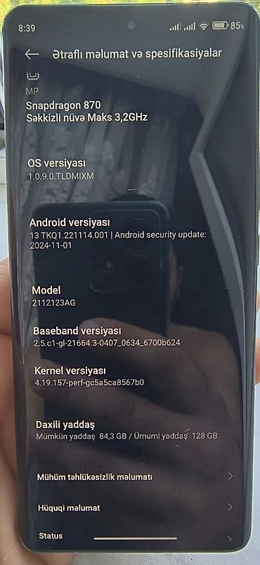 mi mix 4: Xiaomi 12X, 128 GB, rəng - Qara, 
 Barmaq izi — 5