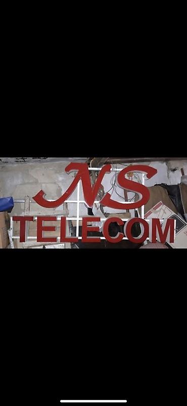 ayaqlı lovhə: Reklam və obyektlər üçün “NS TELECOM” yazılı həcmli hərf — 1
