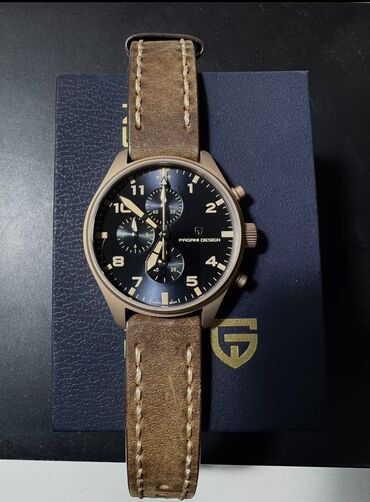 часы invicta: Pagani design авиаторы - 42 мм, кварц, хронограф, кожаный ремешок