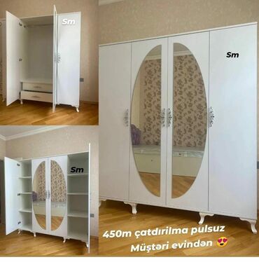Tavalar: Yeni, Açılan, 4 qapılı Düz dolab, Qarderob, paltar dolabı, Azərbaycan