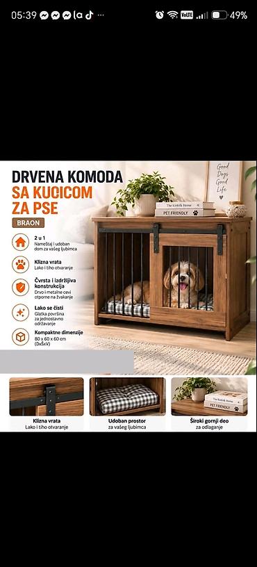 Dressers: 🐶🏡 DOMARO DRVENA KOMODA SA KUĆICOM ZA PSE – BRAON Praktično rešenje — 1