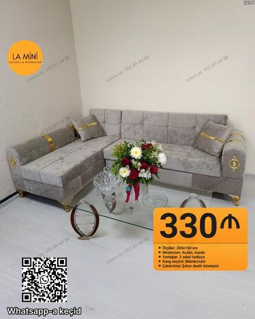 metbex ucun kunc divan: Künc divan dəsti – LA MiNi dizayn - Ölçülər: 260 x 160 sm - Mexanizm
