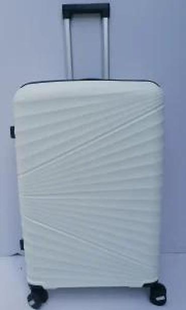 Putni koferi i torbe: Tvrdi kofer na točkiće – beli, moderno reljefno kućište - Materijal — 14