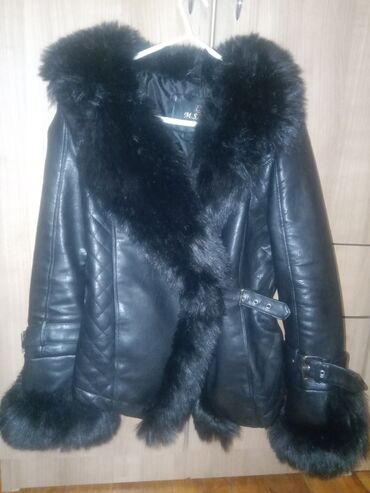 zimska kožna jakna sa krznom: M (EU 38), Single-colored, Without lining