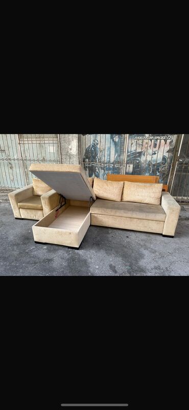 2ci el mebel satisi: Угловой диван, Б/у, Раскладной, С подъемным механизмом, Нет доставки