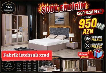 mebeller 2020: Efes yataq dəsti – şok endirim! Komplektin tərkibi: - Çarpayı - Dolab — 1