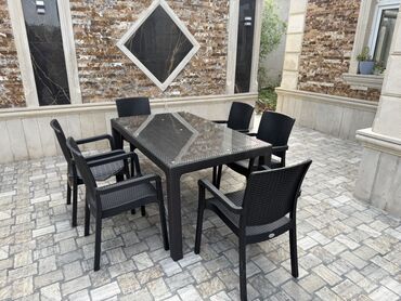 metbex stolu qiymeti: Balkon üçün, Açılmayan, Dördbucaq masa, 6 stul
