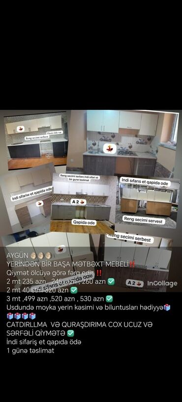 Mətbəx mebeli: Sifarişlə hazırlanmış müxtəlif ölçülü mətbəx mebelləri. Rəng və dizayn — 2