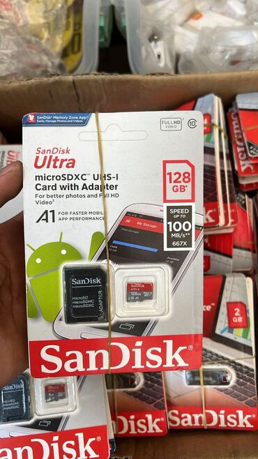 vidio kart: SanDisk Ultra microSD kartları (adapter ilə) -Qiymət: 128gb-28m;
