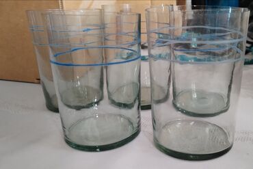 gulab qabi: Stəkanlar, rəng - Göy, Şüşə, 8 ədədli dəst, 250 ml, SSRİ
