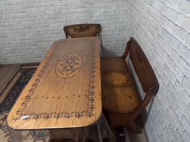 кыргыз мебель: Ашкана Стол, түсү - Күрөң, Колдонулган