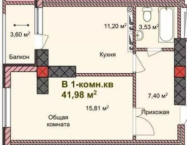 Продажа квартир: 1 комната, 42 м², Элитка, 3 этаж, ПСО (под самоотделку)