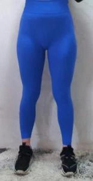 Helanke, biciklistički šortsevi: Ženske sportske helanke – kraljevski plave - Visok struk sa širokim — 14