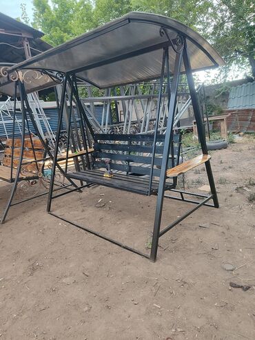 Садовые качели: Садовые качели Металл, Со спинкой, С крышей — 4