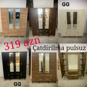 guzgulu dolab: Qarderob, paltar dolabı, Yeni, 4 qapılı, Açılan, Düz dolab