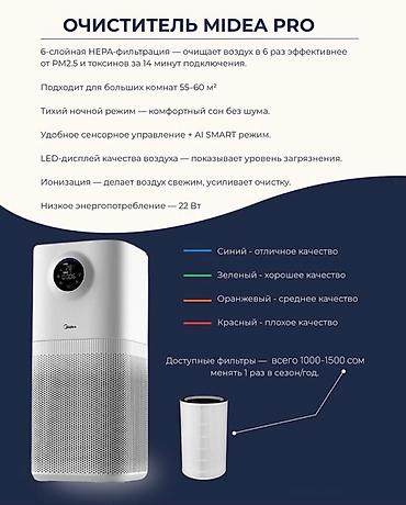 Очиститель воздуха Midea Pro - 6-слойная HEPA‑фильтрация: очищает