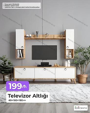 Televizor altlığı və asma dolab dəsti Ölçü: 40×180×180 sm