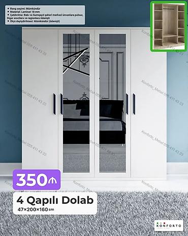 Ev və bağ: 4 qapılı geyim dolabı Ölçü: 47 × 200 × 160 sm Material: 18 mm — 1