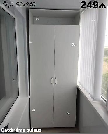 Balkon dolabları: Açıq rəngli, iki qapılı balkon dolabı. - Ölçü: 90×240 sm (şəkildə qeyd — 1