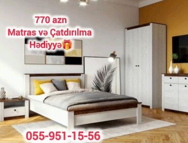 Yataq otağı dəstləri: 2 təknəfərlik çarpayı, Dolab, Komod, Termo, Azərbaycan, Yeni — 9